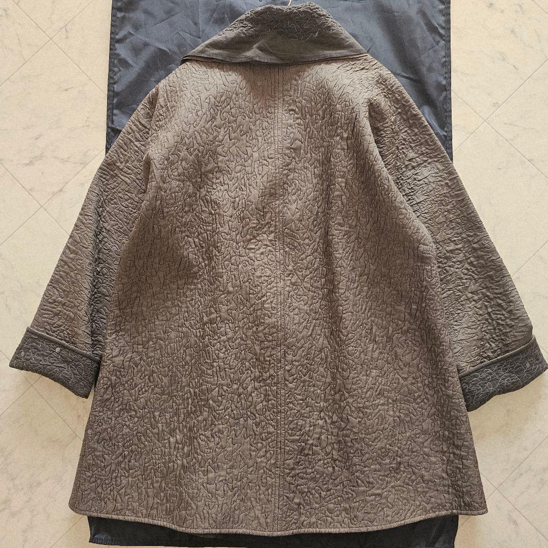 ヨーガンレール 総刺繍 シルク 中綿 リバーシブル ロング ガウン コート