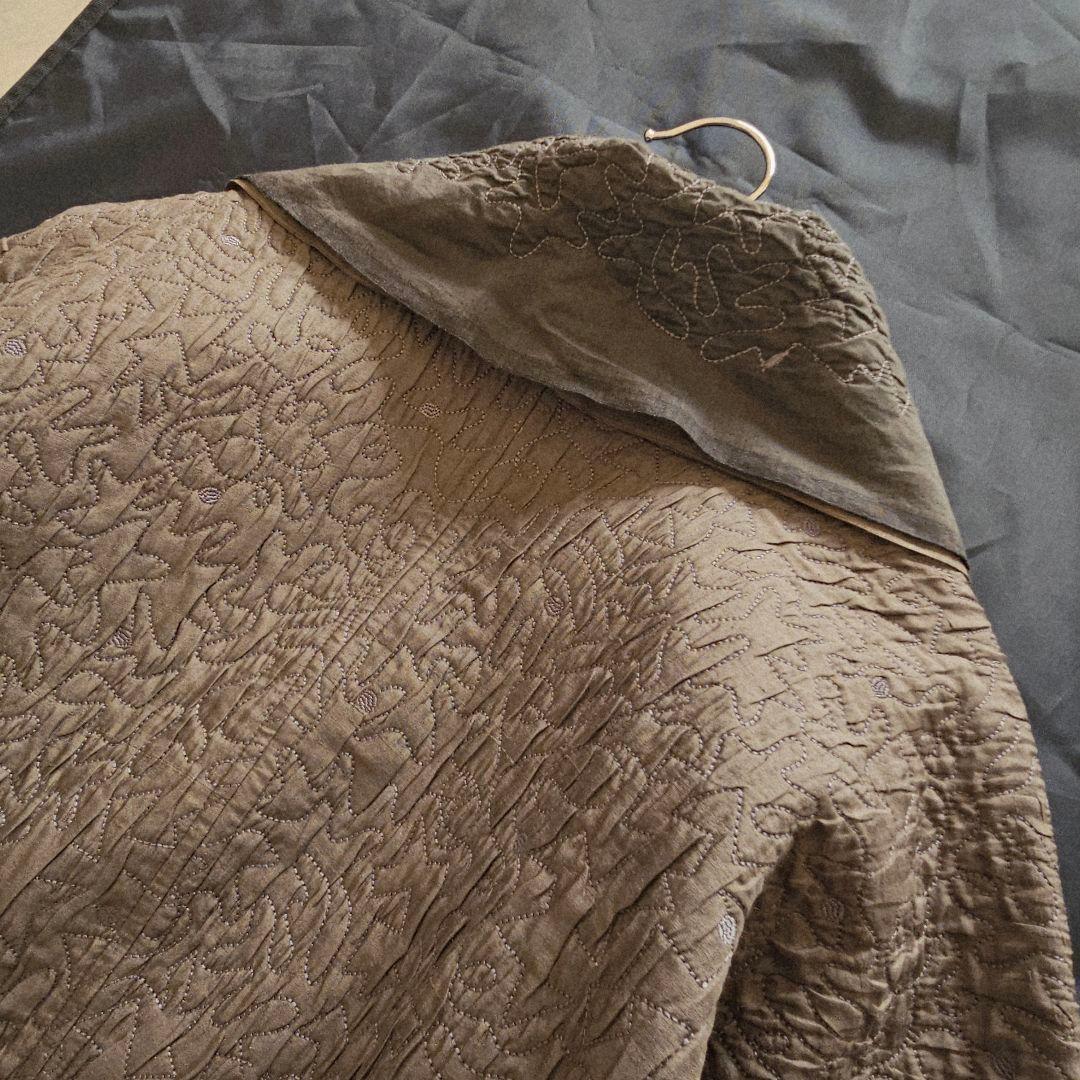 ヨーガンレール 総刺繍 シルク 中綿 リバーシブル ロング ガウン コート