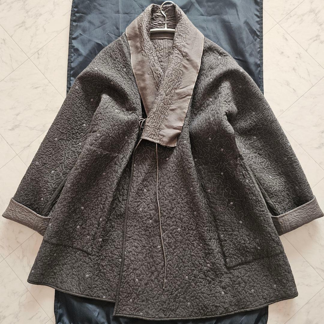 ヨーガンレール 総刺繍 シルク 中綿 リバーシブル ロング ガウン コート