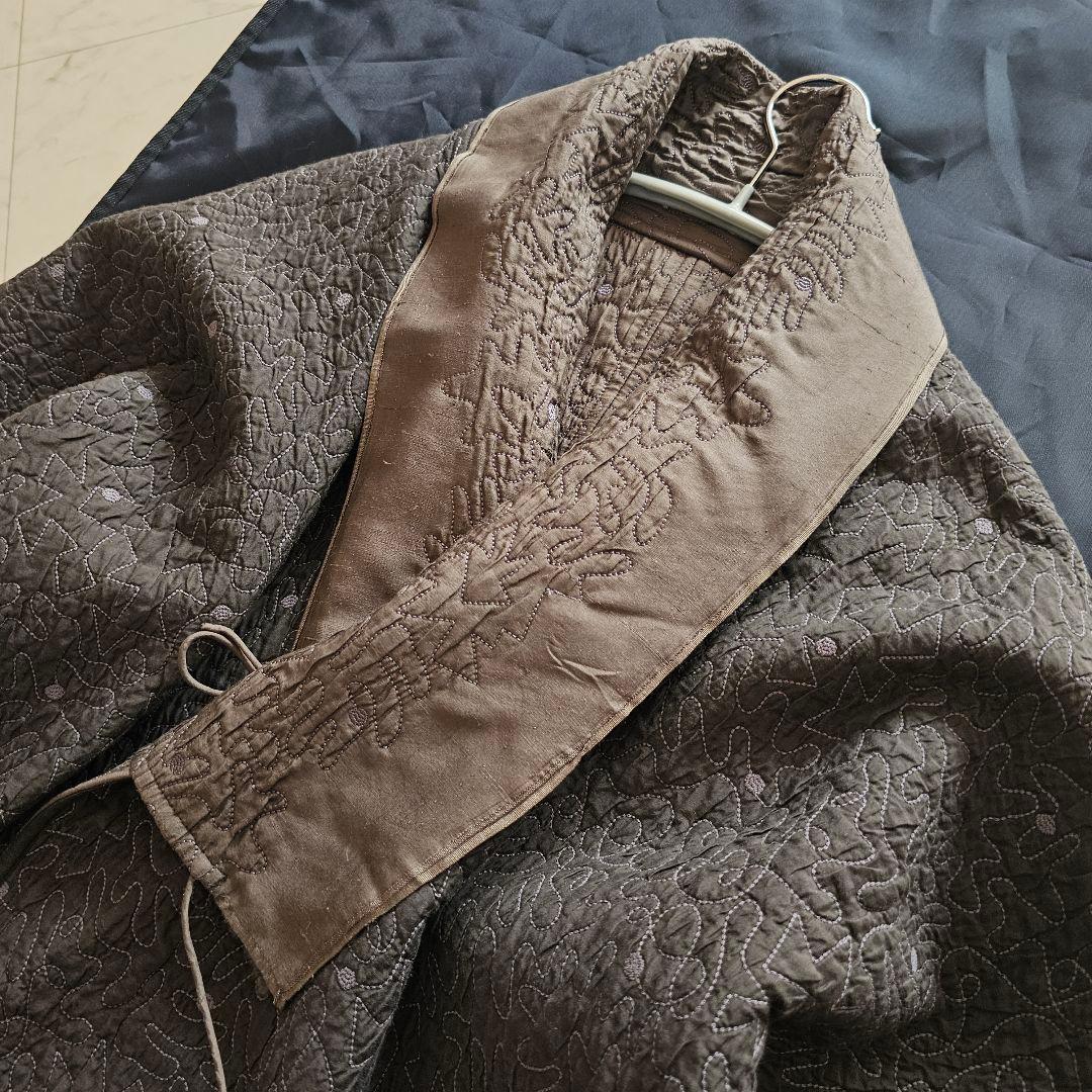 ヨーガンレール 総刺繍 シルク 中綿 リバーシブル ロング ガウン コート