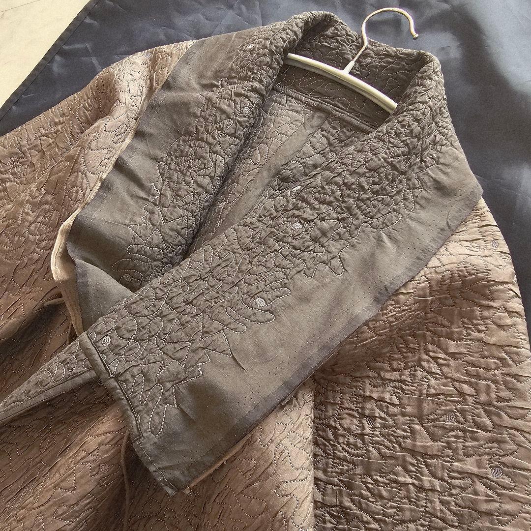 ヨーガンレール 総刺繍 シルク 中綿 リバーシブル ロング ガウン コート