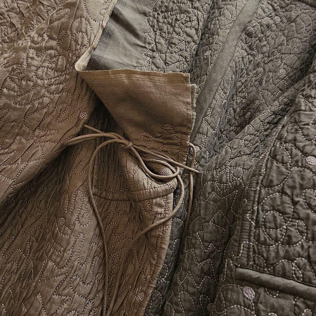 ヨーガンレール 総刺繍 シルク 中綿 リバーシブル ロング ガウン コート