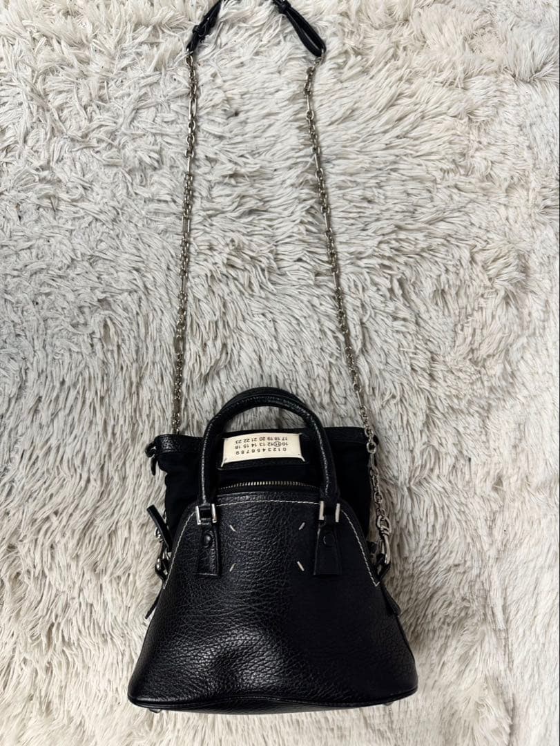 美品 メゾンマルジェラ レザー 2WAY ショルダーバッグ チェーン 5ac 黒