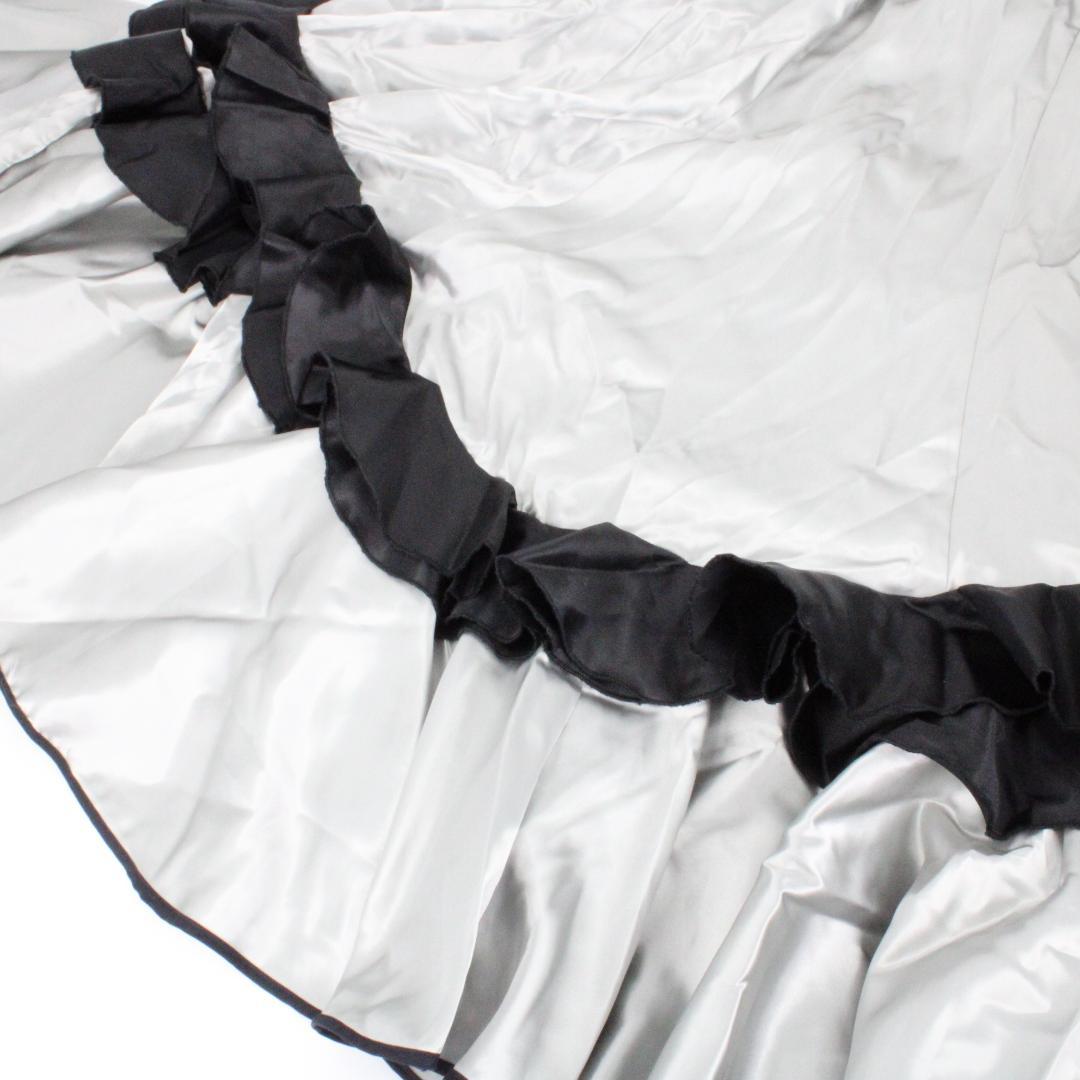 【美品 フラメンコ衣装】光沢シルバーグレー×ブラック ドレス 胸パット付き