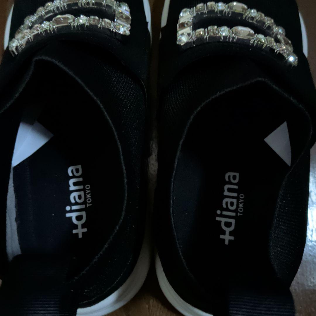 プラスダイアナ クリスタルバックル ニットソックススニーカー