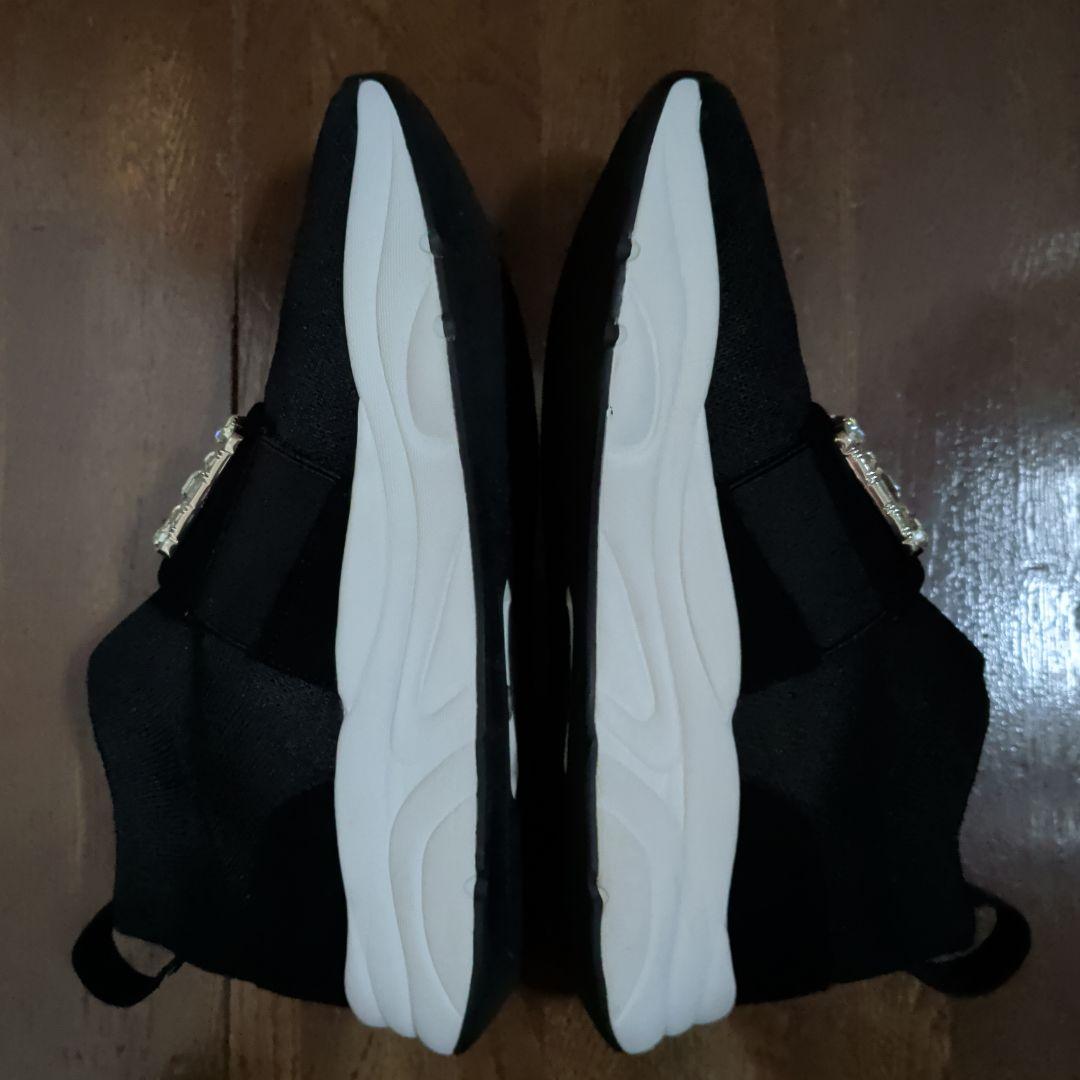 プラスダイアナ クリスタルバックル ニットソックススニーカー