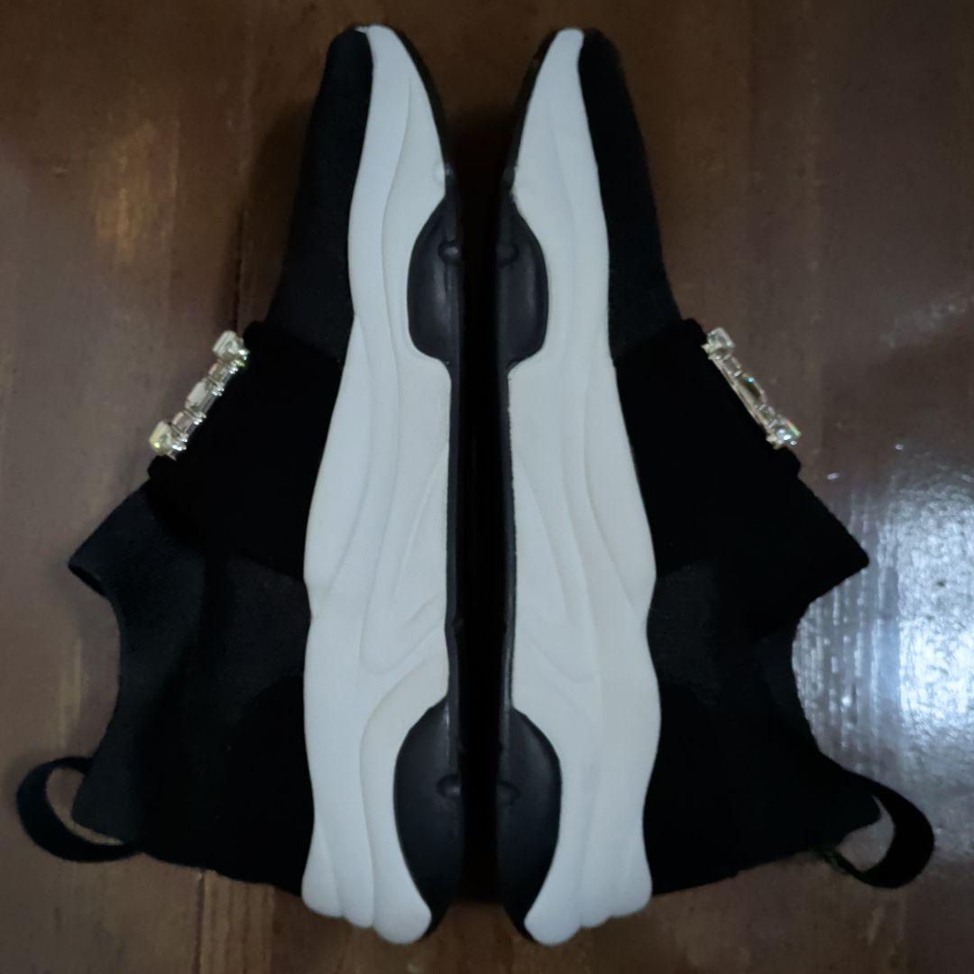 プラスダイアナ クリスタルバックル ニットソックススニーカー