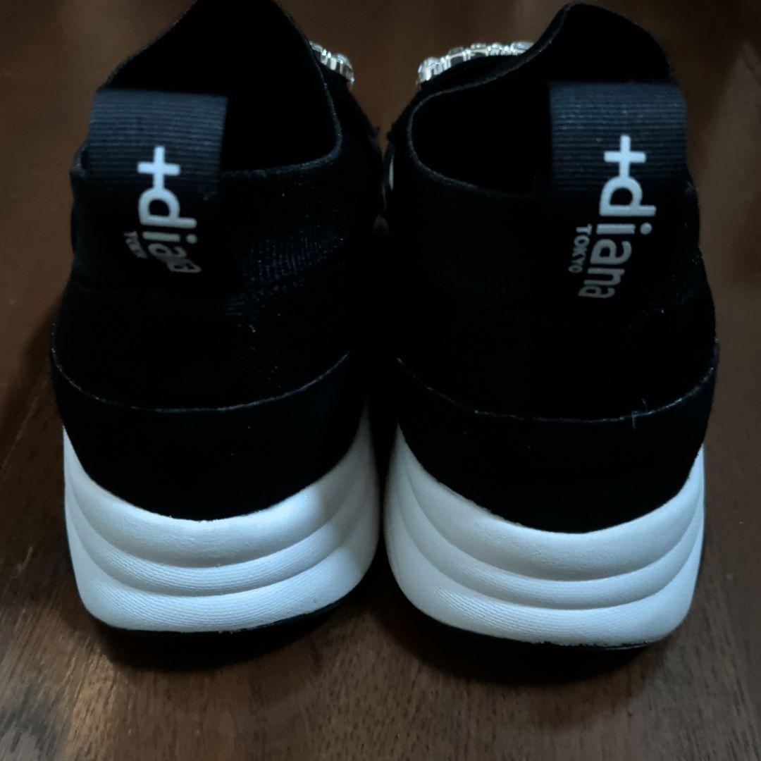 プラスダイアナ クリスタルバックル ニットソックススニーカー