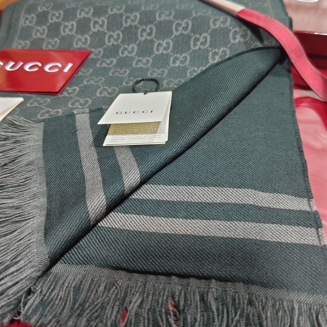 ❤新品箱袋付❤最高級ウール❤GUCCI マフラー ストール スカーフ❤グリーン❤