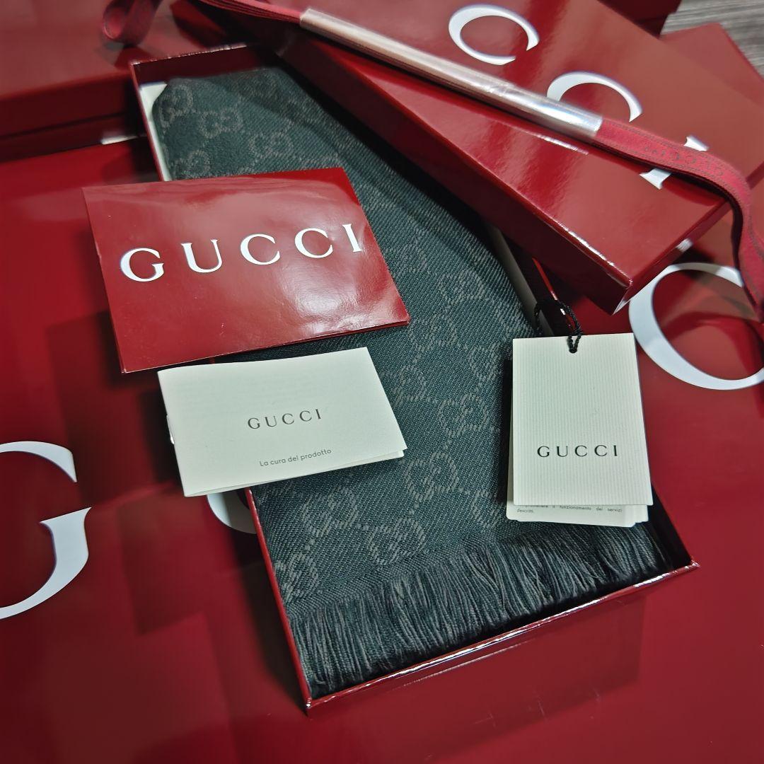 ❤新品箱袋付❤最高級ウール❤GUCCI マフラー ストール スカーフ❤グリーン❤