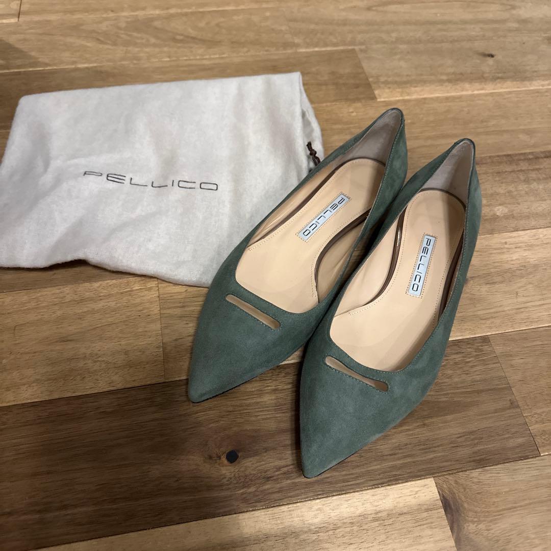 PELLICO ポインテッドトゥパンプス グリーン 38