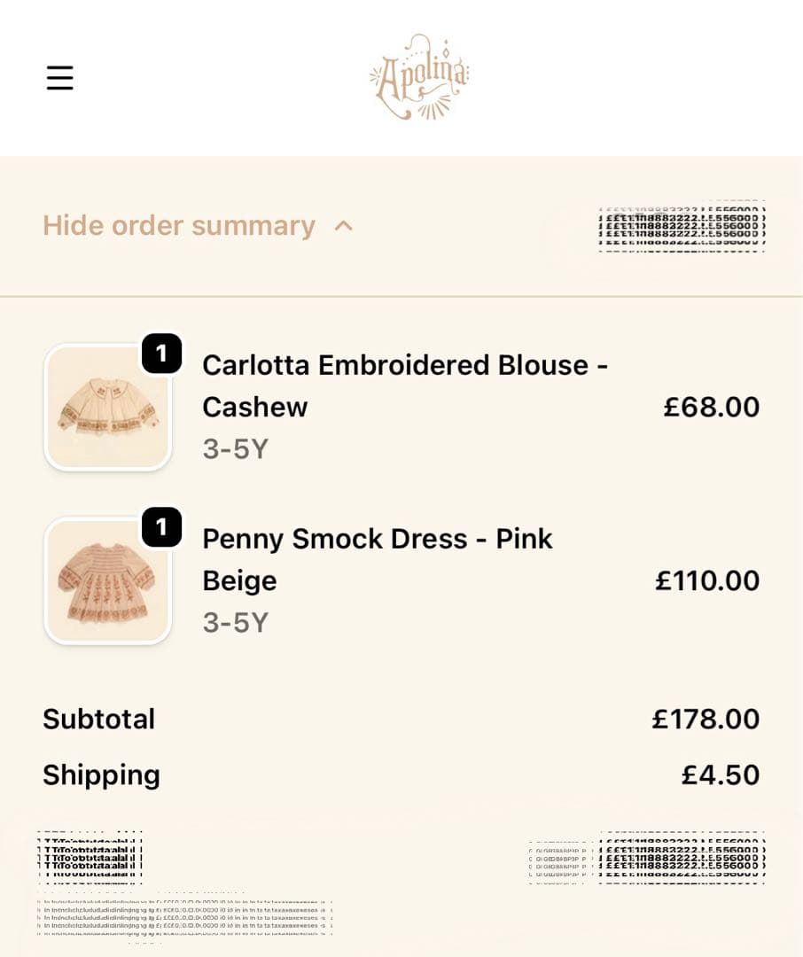 ワンピース Apolina Penny Smock Dress pink beige 3-5