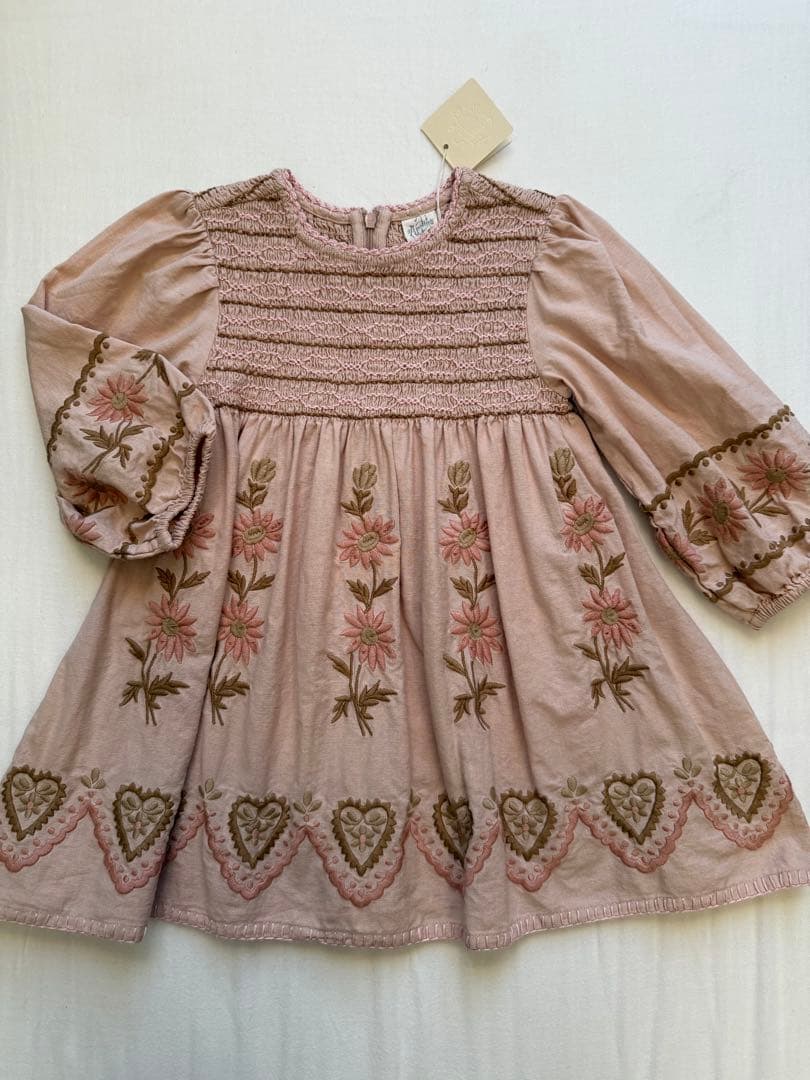 ワンピース Apolina Penny Smock Dress pink beige 3-5
