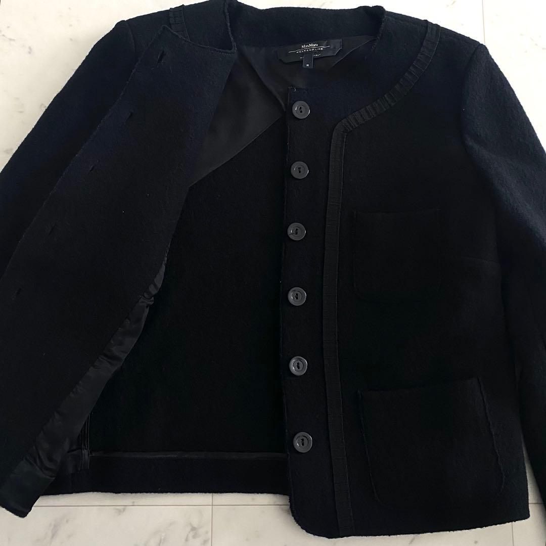 美品 マックスマーラウィークエンド ウール起毛素材ノーカラージャケット M 伊製