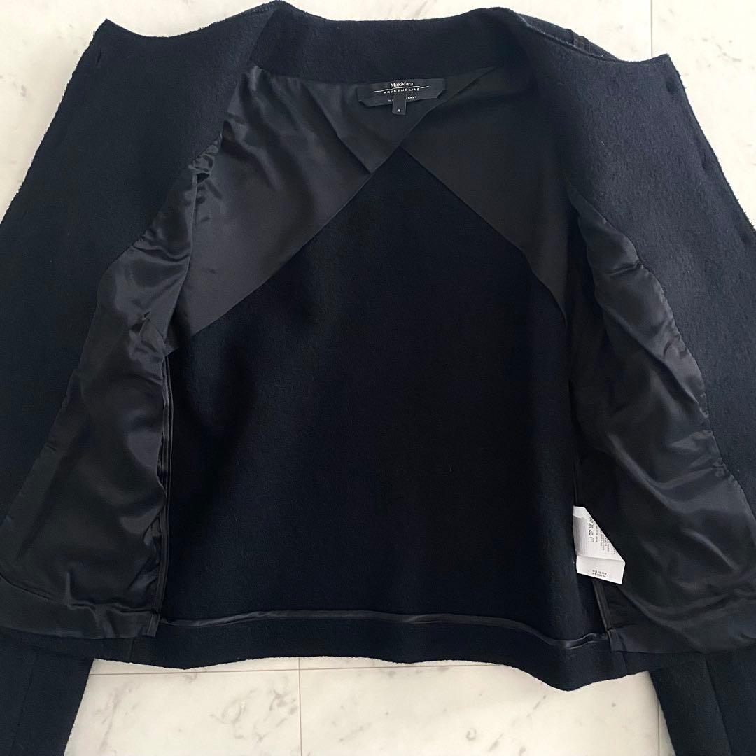 美品 マックスマーラウィークエンド ウール起毛素材ノーカラージャケット M 伊製