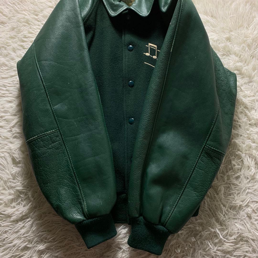 美品/希少✨VAN JACKET スタジャン　袖レザー グリーン BIG ONE