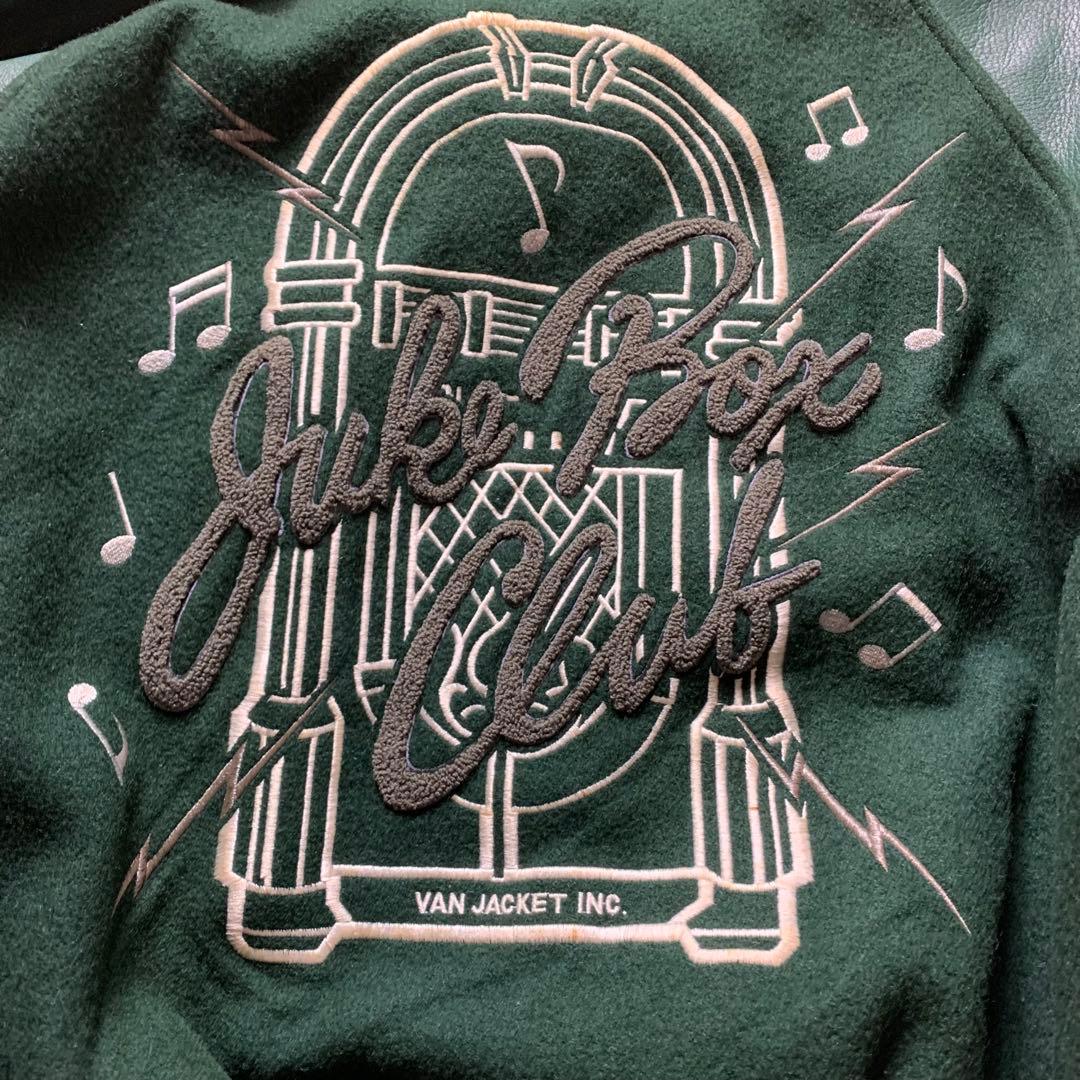 美品/希少✨VAN JACKET スタジャン　袖レザー グリーン BIG ONE