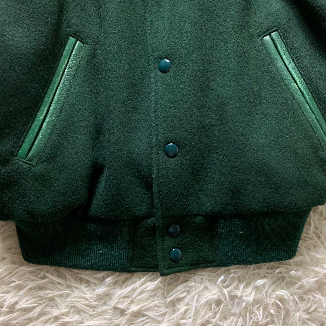美品/希少✨VAN JACKET スタジャン　袖レザー グリーン BIG ONE