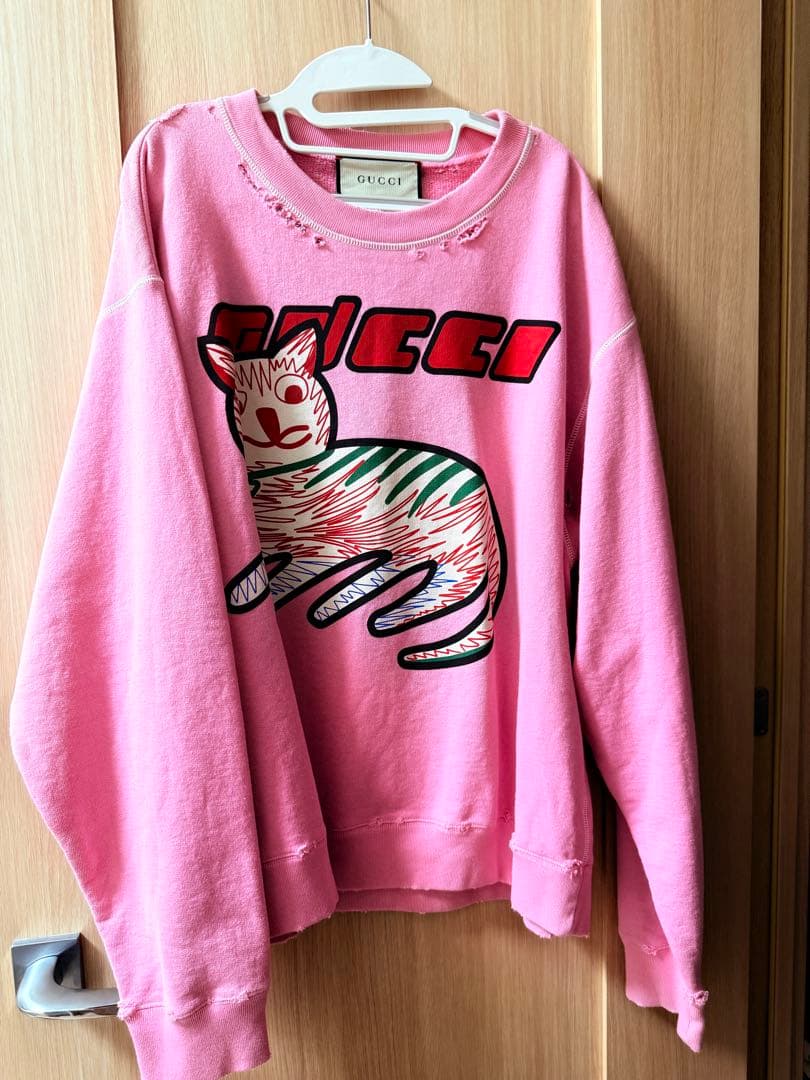 【正規品】GUCCI ピンク 猫デザイン トレーナー S 最終値下げ～