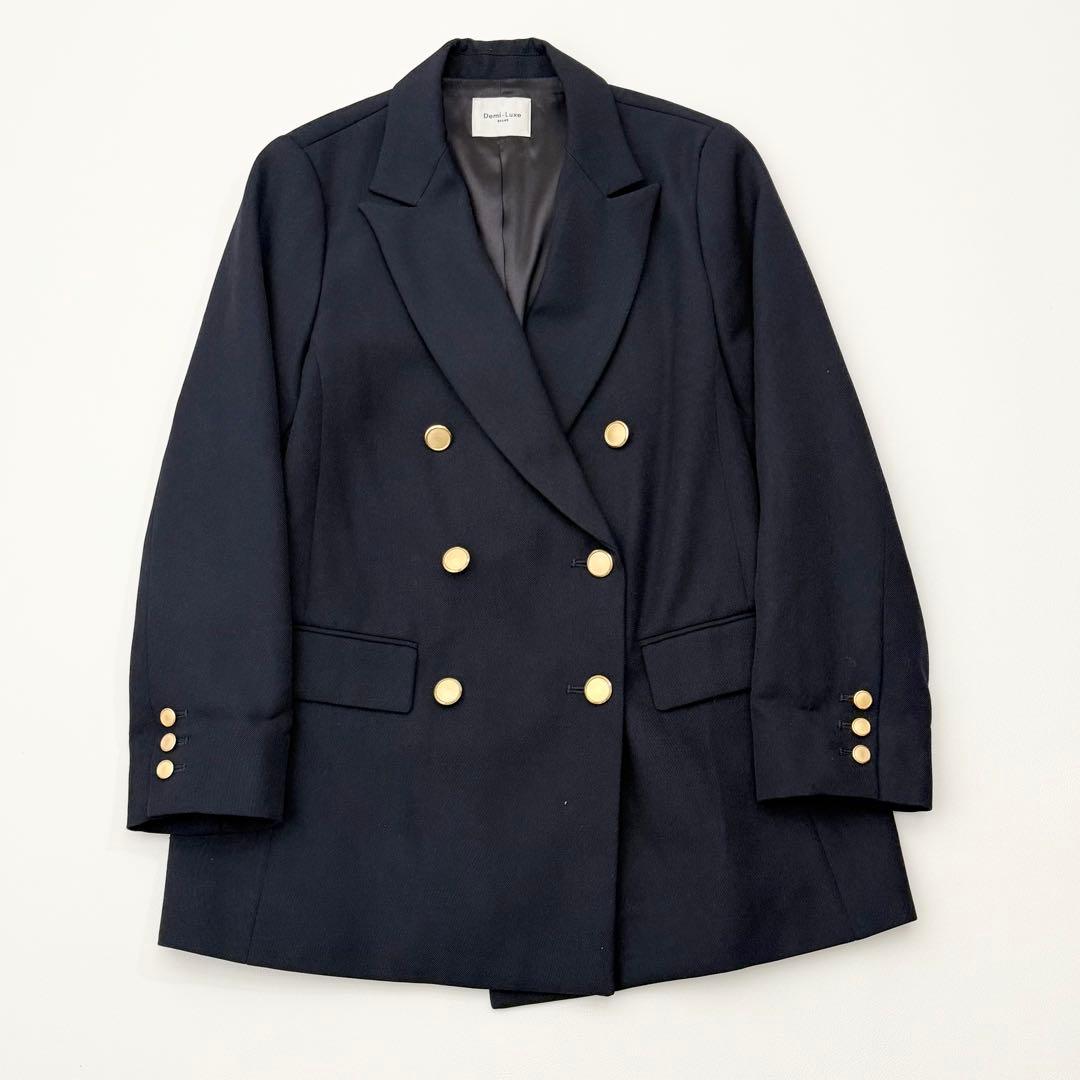 金釦✨ビームス ドライギャバジンダブルジャケット ネイビー
