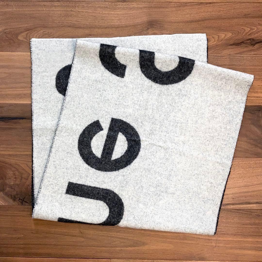 Acne studios ロゴ スカーフ マフラー グレー ブラック