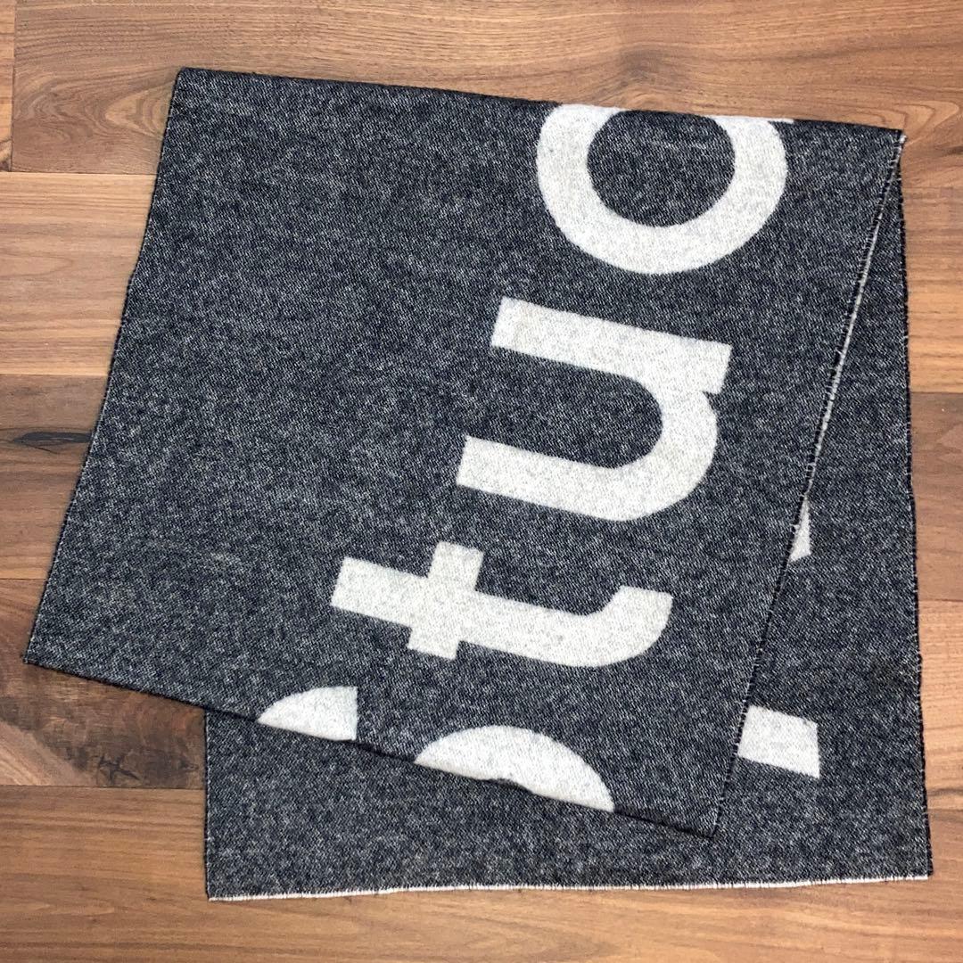 Acne studios ロゴ スカーフ マフラー グレー ブラック