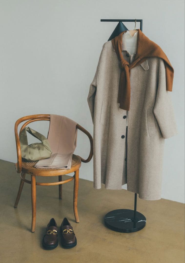 ミラオーウェン　ドロップショルダーステンカラーコート　0サイズ