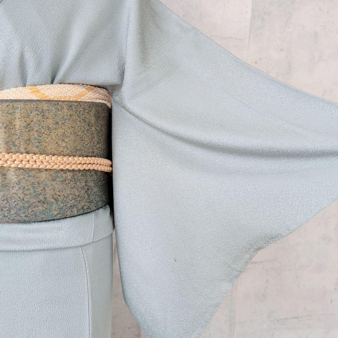 色無地　着物　フルセット　正絹　Sサイズ　水色グレー　爽やか　祝い事　F1