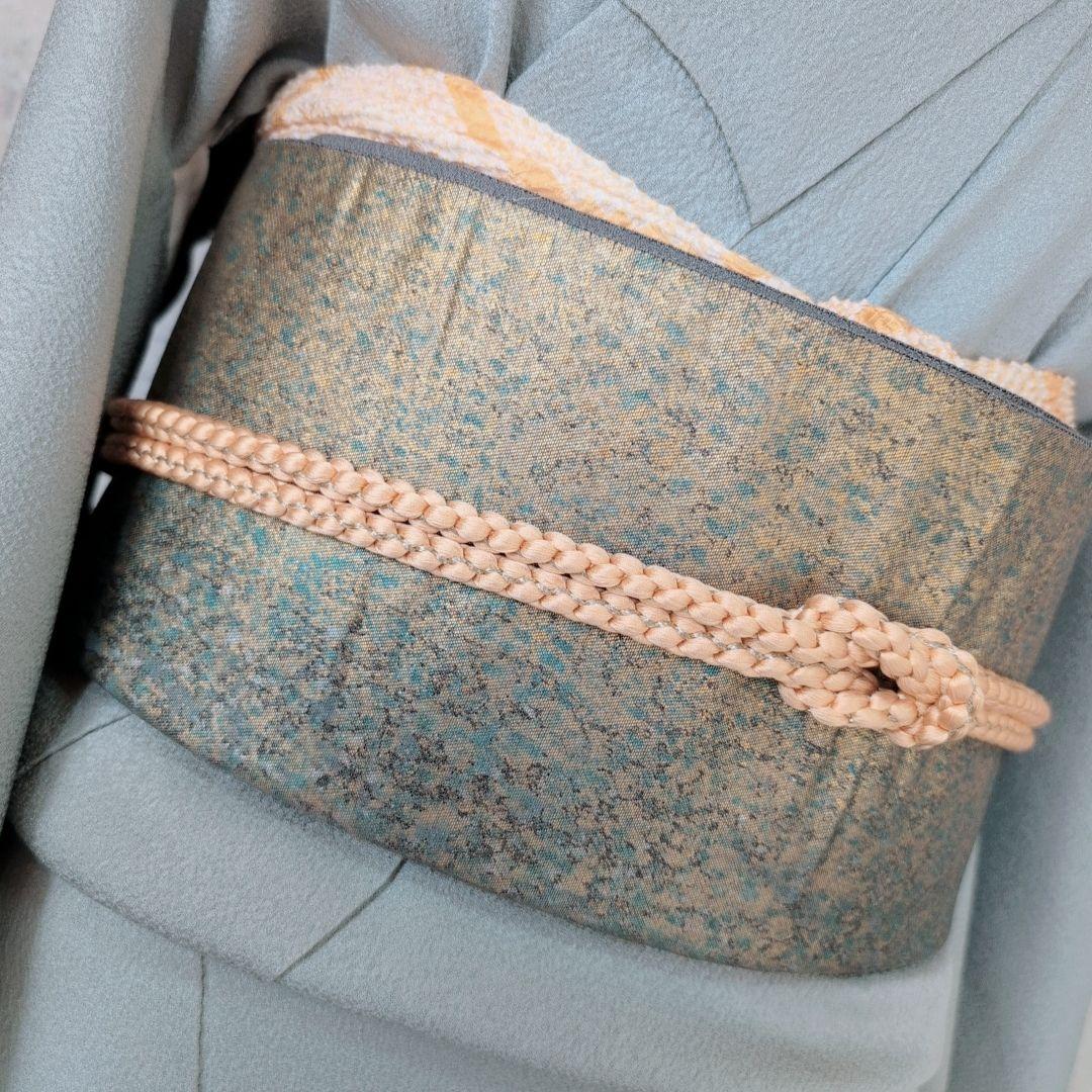 色無地　着物　フルセット　正絹　Sサイズ　水色グレー　爽やか　祝い事　F1