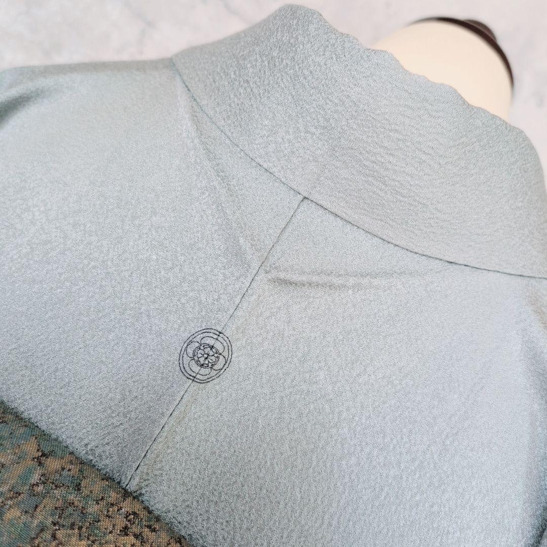 色無地　着物　フルセット　正絹　Sサイズ　水色グレー　爽やか　祝い事　F1