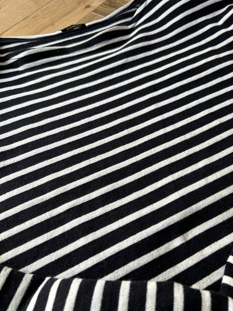 廃盤　希少　19ss COMOLIコモリ　ボーダーボートネック　ノワールエクリュ