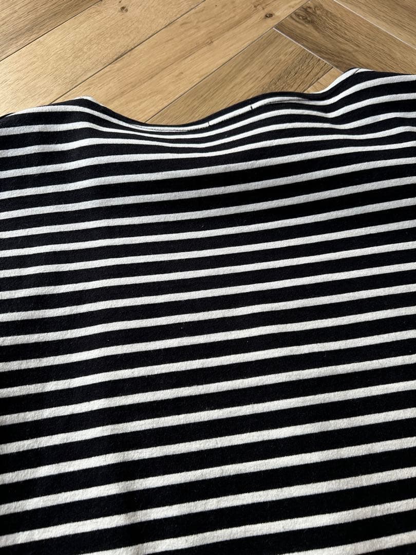 廃盤　希少　19ss COMOLIコモリ　ボーダーボートネック　ノワールエクリュ