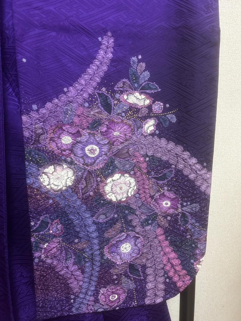 紫色 辻が花 振袖　パールトーン撥水加工