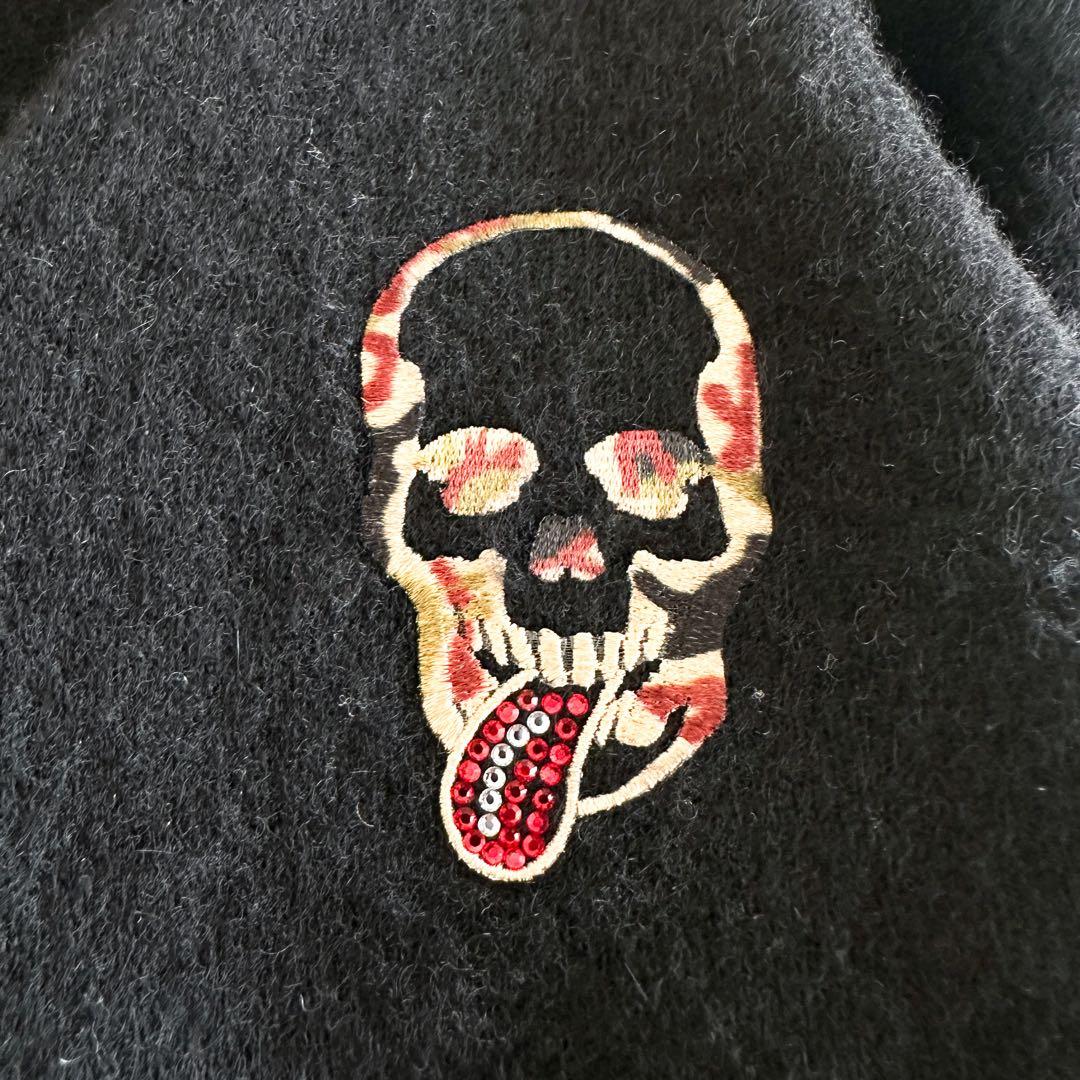 【カシミヤ100%】ルシアンペラフィネ / スカル刺繍 Vネック ワンピース