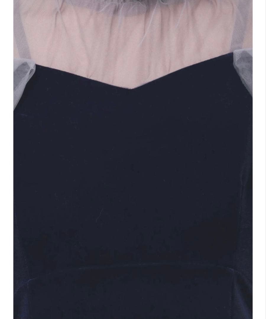 dazzlin シアーベールセミフレアワンピース Sサイズ ネイビー