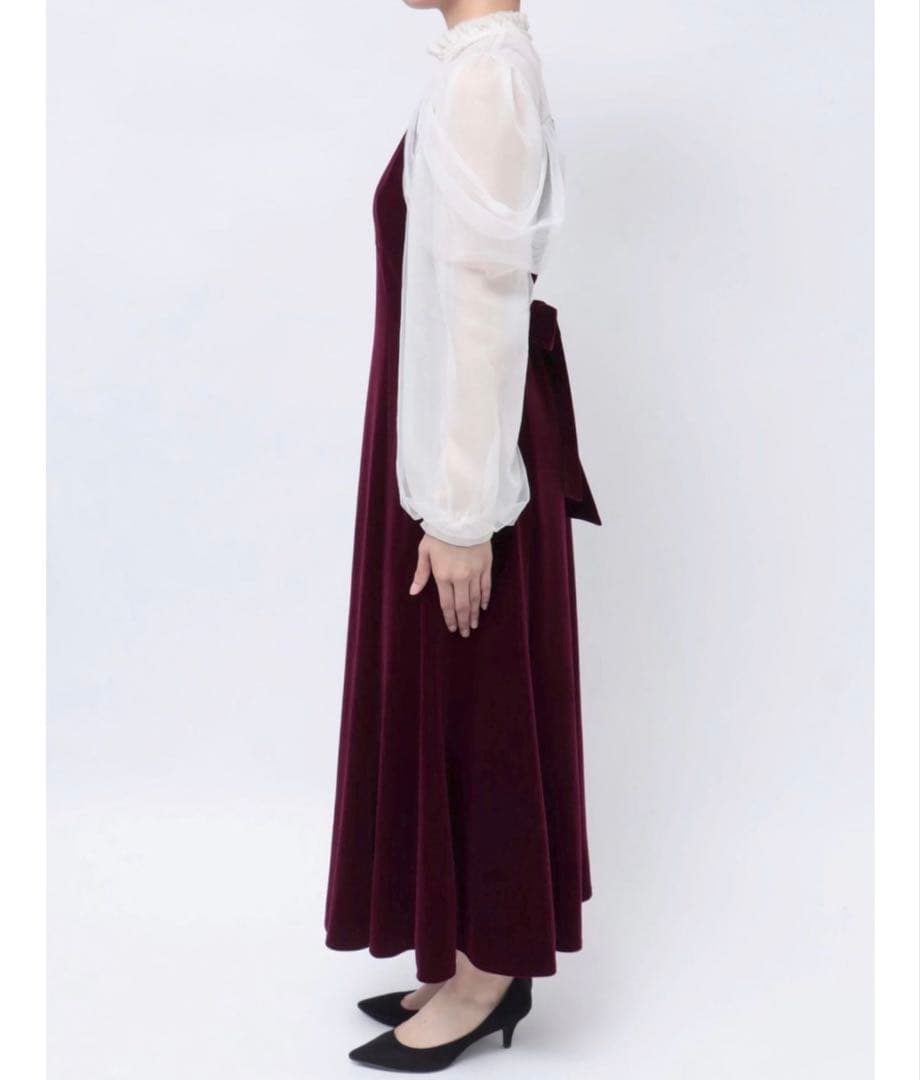 dazzlin シアーベールセミフレアワンピース Sサイズ ネイビー