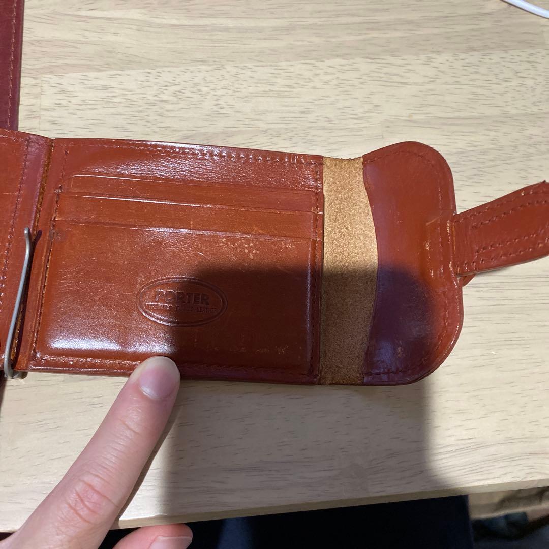 【廃盤】ポーター ネイチャー NATURE マネークリップ 茶 レザー 革