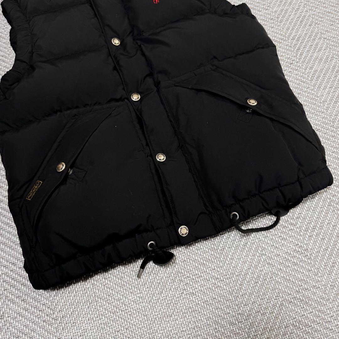 美品 ポロラルフローレン ダウンベスト ブラック 赤ポニー刺繍 肉厚 ジップ S