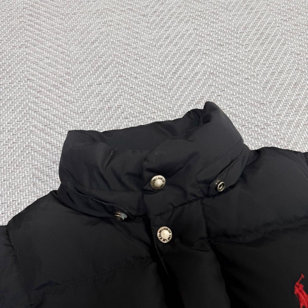 美品 ポロラルフローレン ダウンベスト ブラック 赤ポニー刺繍 肉厚 ジップ S