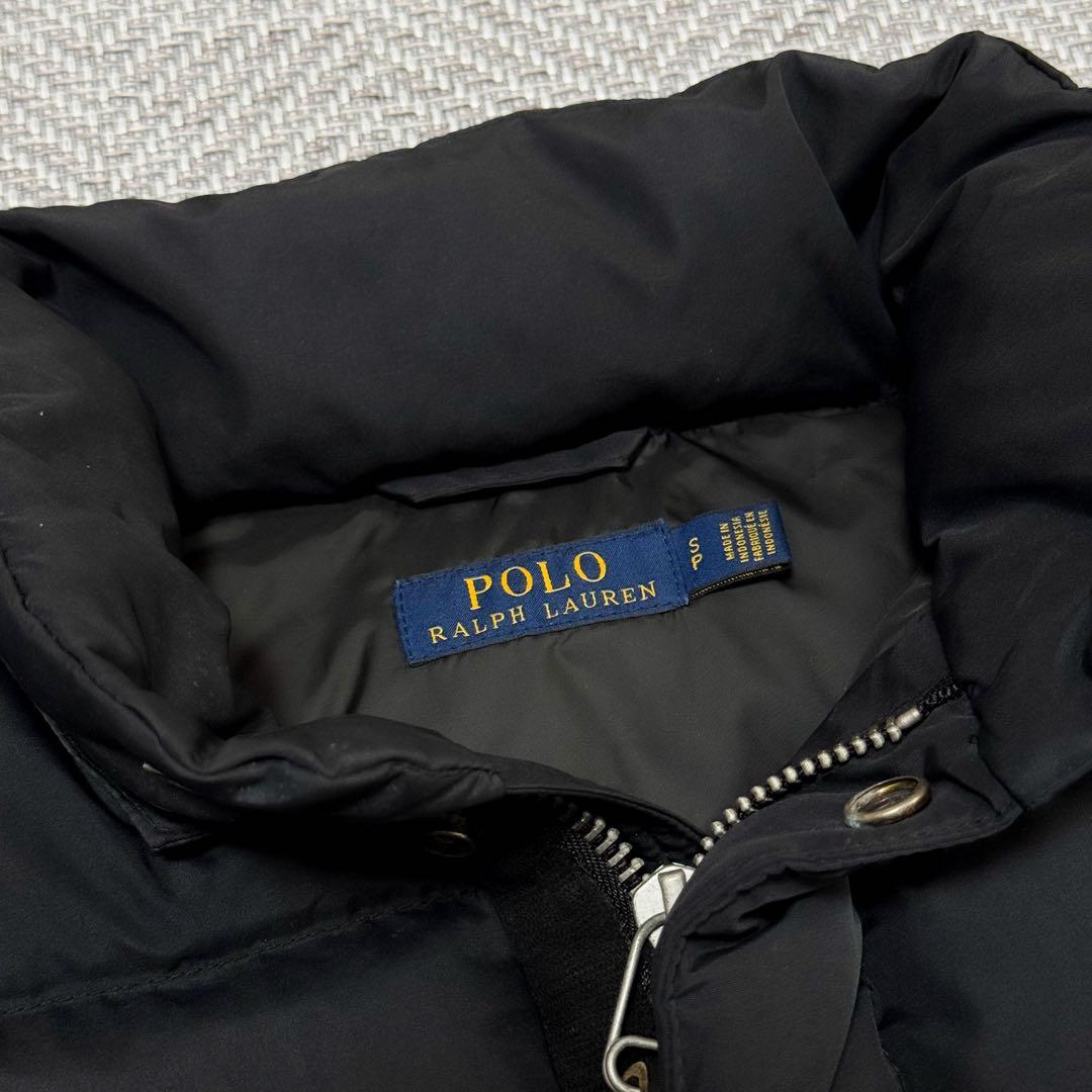 美品 ポロラルフローレン ダウンベスト ブラック 赤ポニー刺繍 肉厚 ジップ S