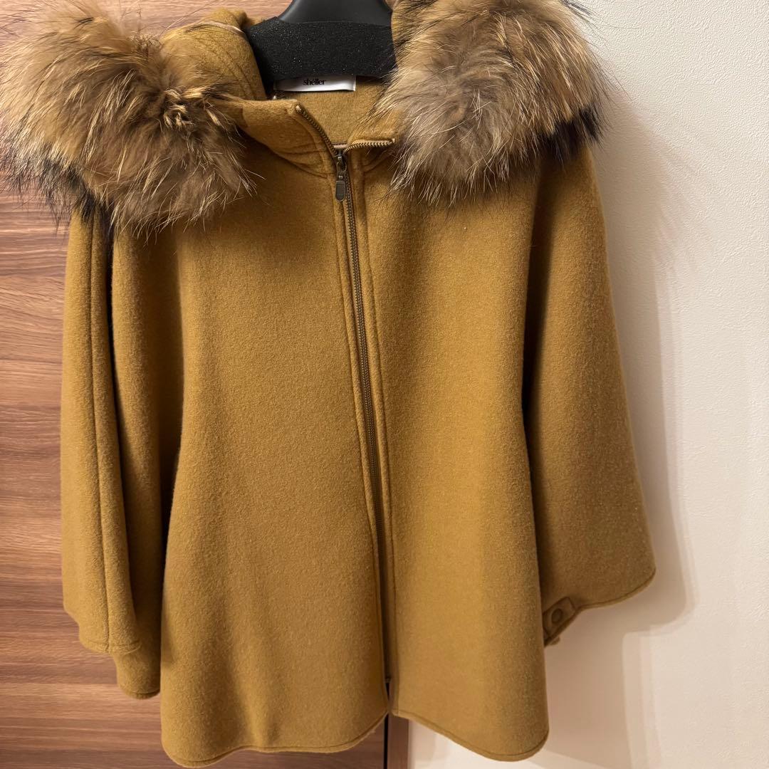 sheller FOX fur cape coat ポンチョ・ケープコート