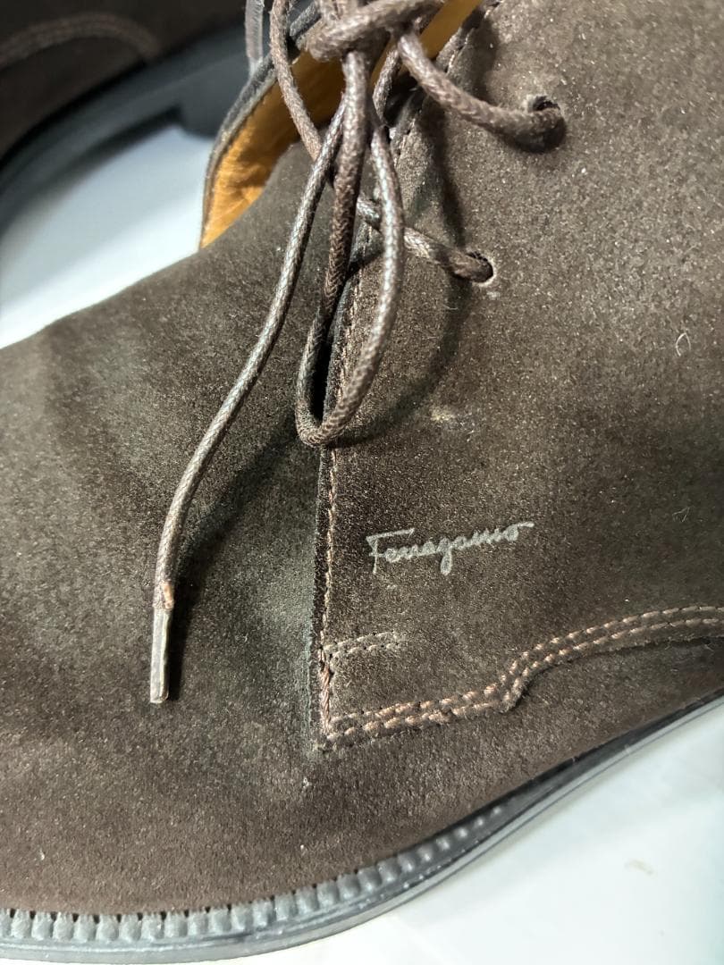 サルヴァトーレフェラガモ イタリア製 レザー切り替え ショートブーツ レディース