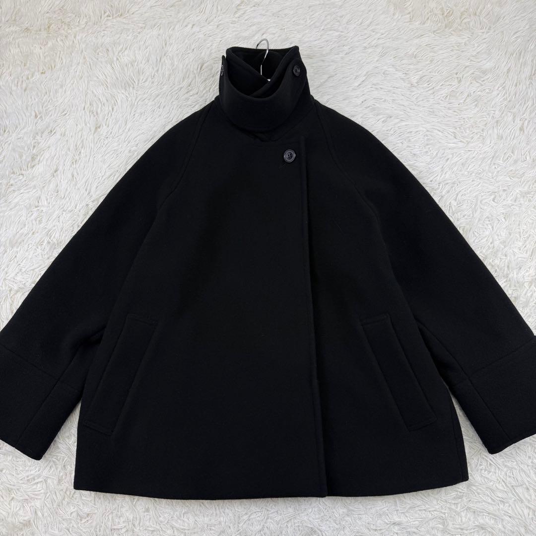 美品 スピックアンドスパン 現行 W/Nyモッサステンカラーショートコート 36