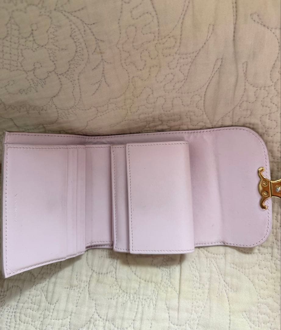 CELINE 三つ折り財布 トリオンフ ピンク