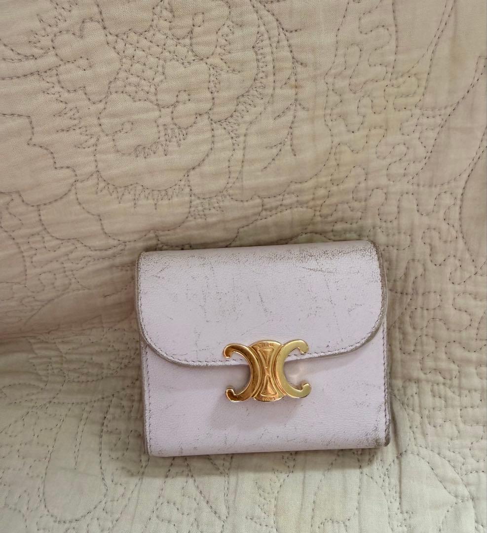 CELINE 三つ折り財布 トリオンフ ピンク