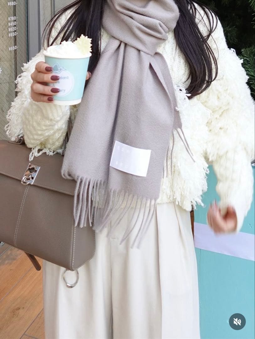 EDWARD BROWN カシミヤマフラー パールグレー