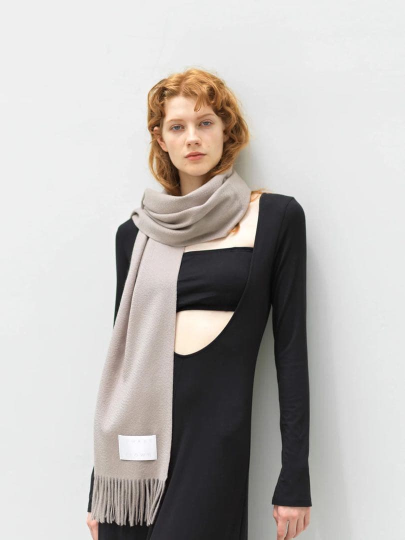 EDWARD BROWN カシミヤマフラー パールグレー