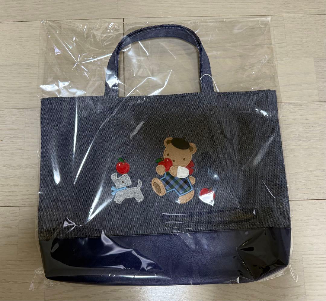 ファミリア　familiar　ブック入れ　デニムバッグ　トートバッグ　ネイビー