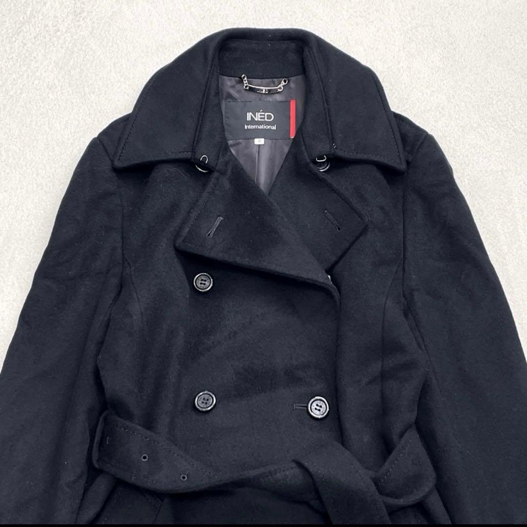 イネド ベルテッドコート カシミヤ100% 女優襟 M 2way トレンチ