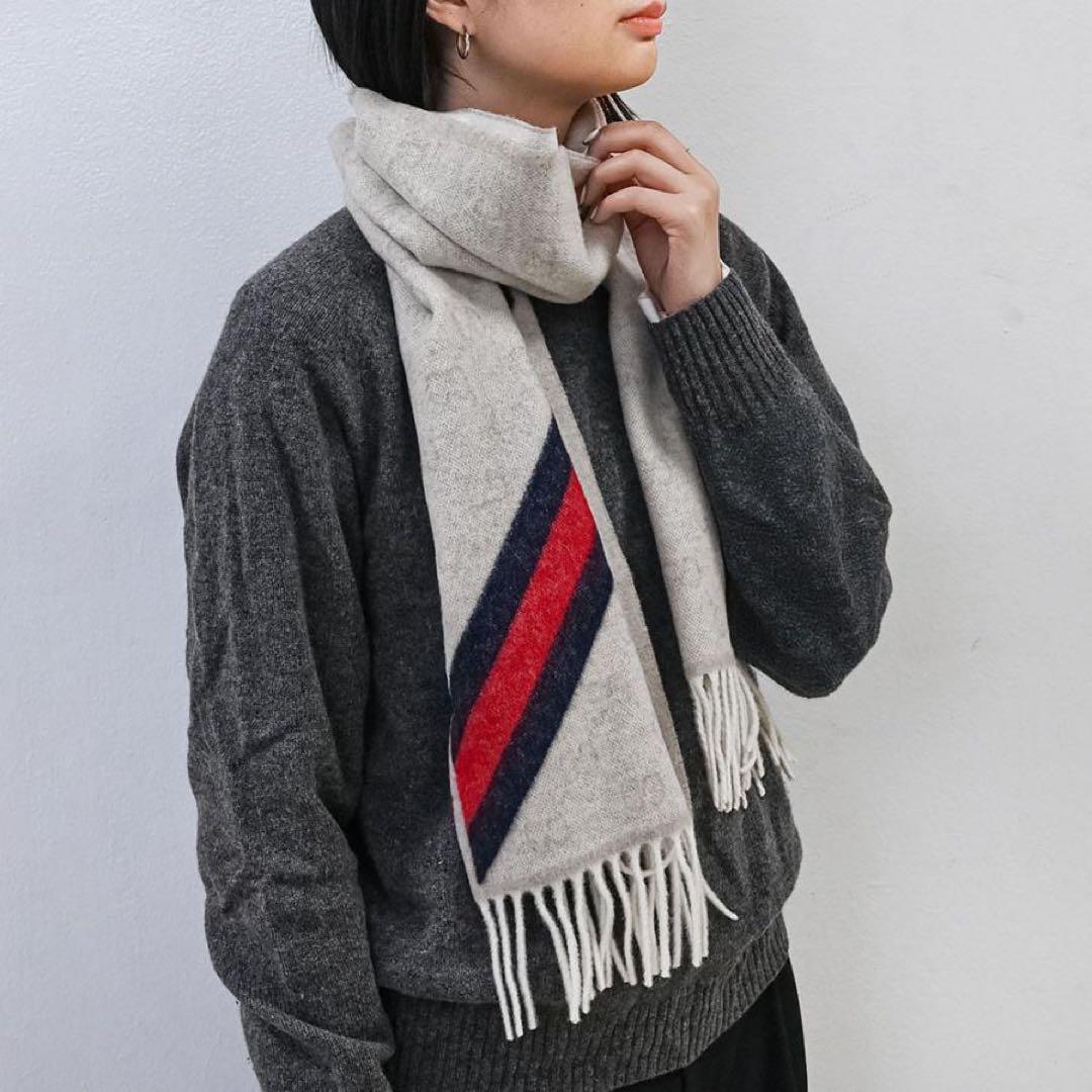 新品✨高級カシミヤGUCCIマフラー❗️箱紙袋セット❗️グッチマフラー　カシミヤ